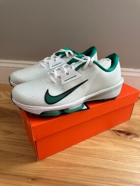 Nike White & Green Golf Shoes